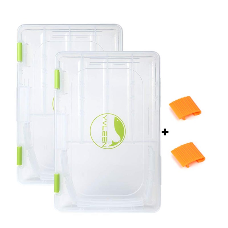 YVLEEN Fishing Tackle Boxes - 3600 3700 Tackle Box Plastic Storage Organizer Box with Removable Dividers - 2packs/4packs Tackle Trays - Included 2pcs of Extra Clip - Image 1